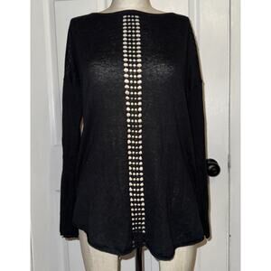 Maje Women’s Black Linen Cotton Long‎ Sleeve Blouse Size 3 L